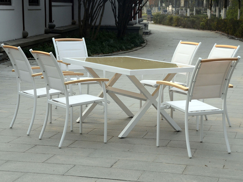 長方形テーブル 6人掛けテーブル ガーデンパティオ 7点ガーデンセット YQ-023A-2