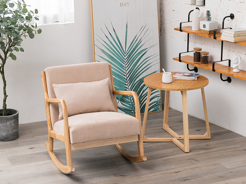 モダンファブリックロッキングチェア、ウッドロッカー YQ-K2002