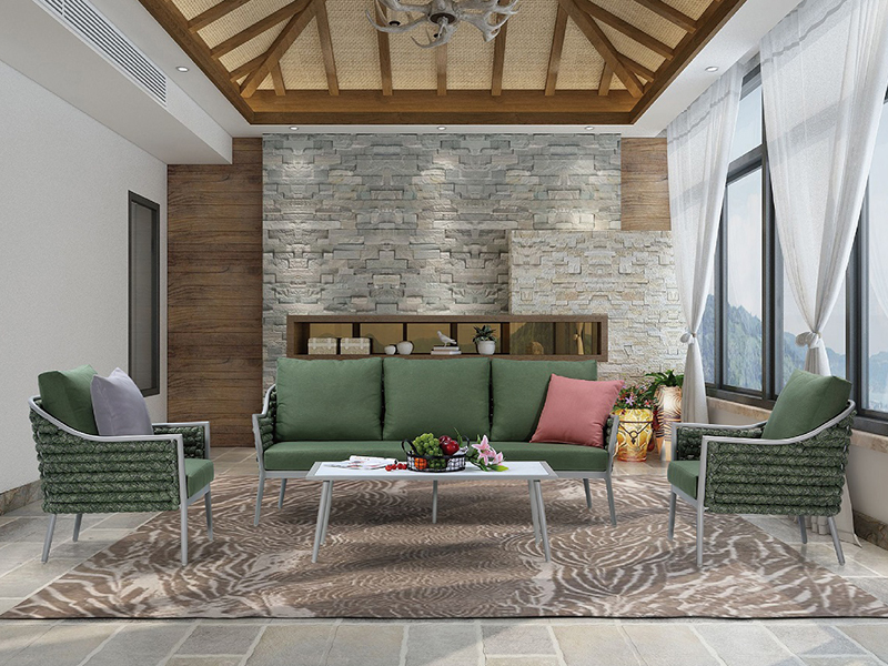 屋外ガーデンロープ織りソファセットリビングルーム家具YQC-2735