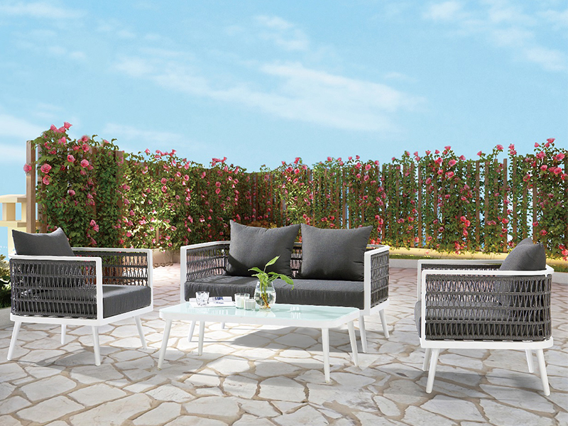 ロープ織り4ピースソファセットガーデン家具屋外ガーデン家具椅子YQC-2743