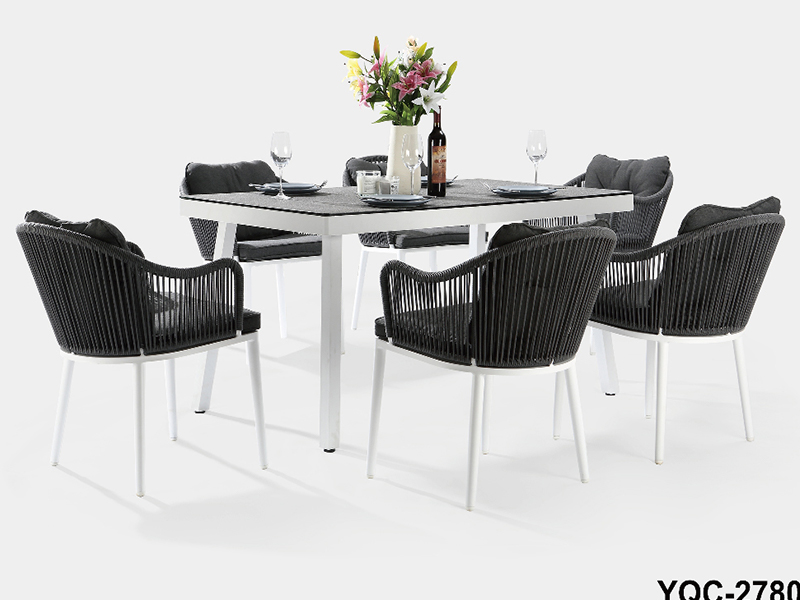 屋外家具ダイニングテーブルセットロープガーデン家具屋外テーブルと椅子 YQC-2780